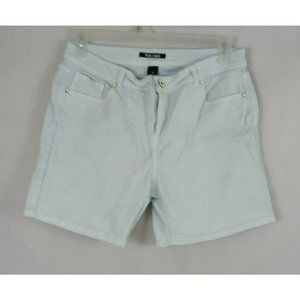 Roz & Ali Blueish White Denim Beaded Jean Booty Shorts Size 16